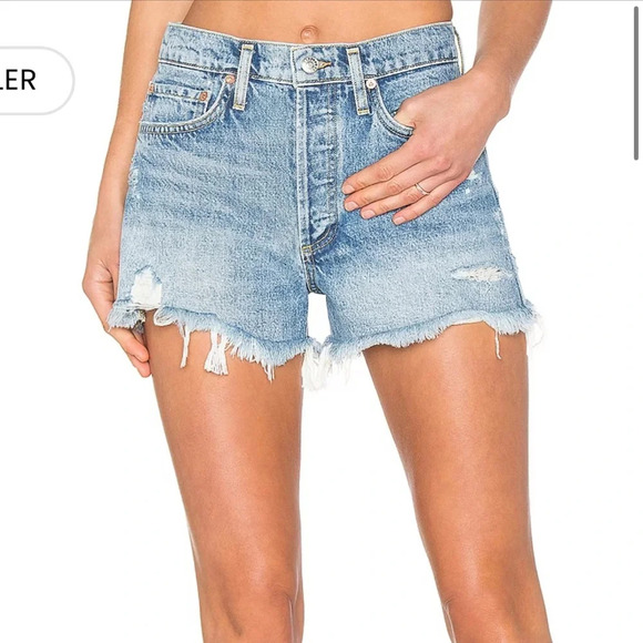 Ripped AGOLDE blue jean shorts!!! Size 26 - Picture 1 of 3